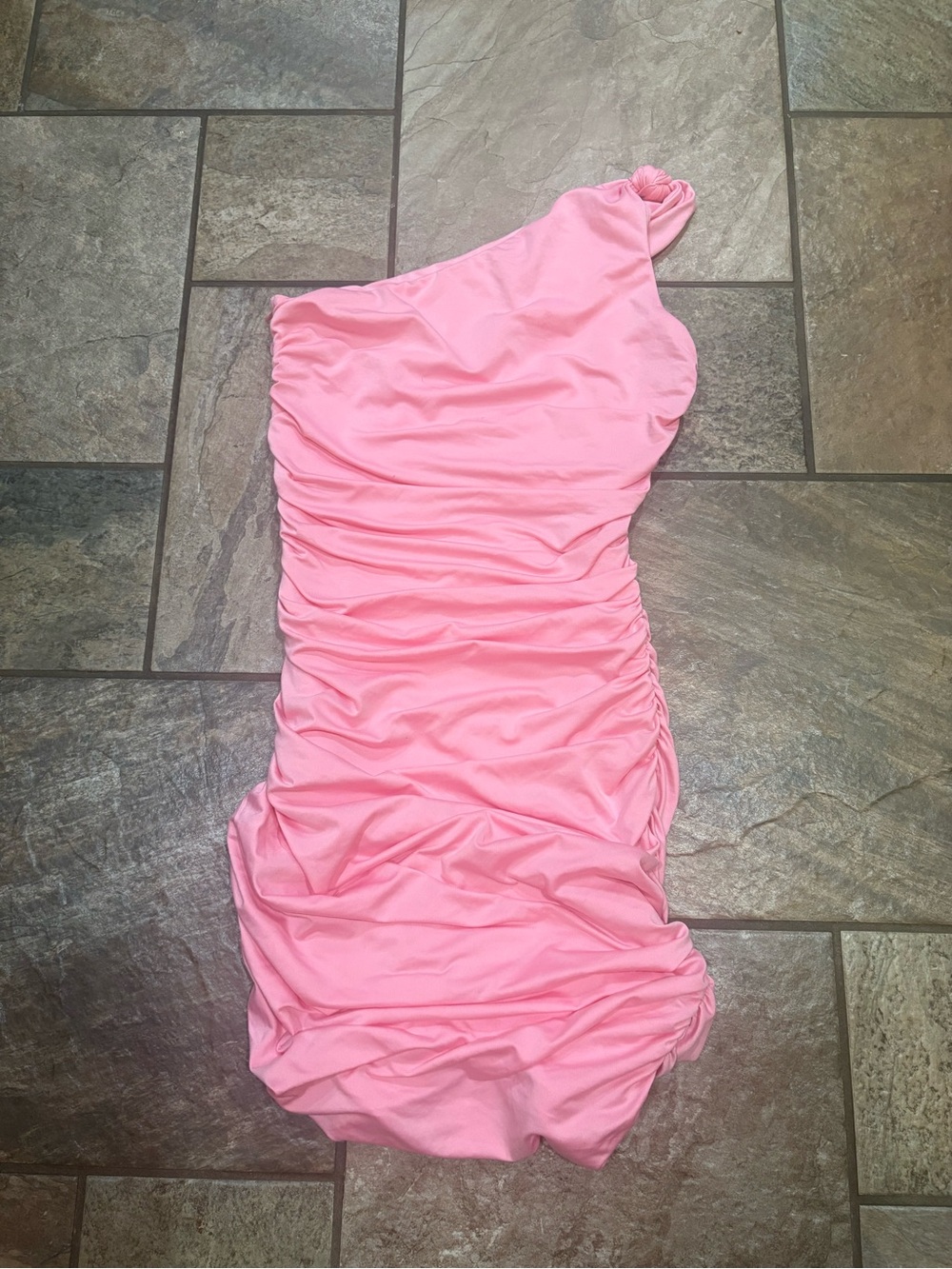 Hello Molly Pink One-Shoulder Ruched Dress